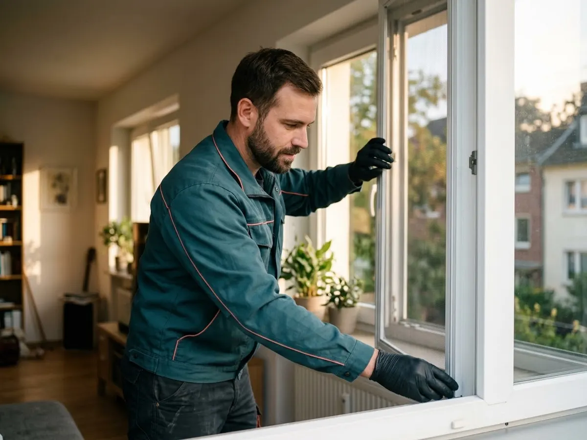 Techniker kontrolliert eine Regentonne im Garten auf Mückenlarven