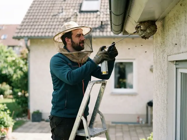 Wespenbekämpfung: Techniker bei der Arbeit